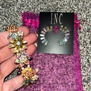 INC floral jewel bracelet and earrings spring